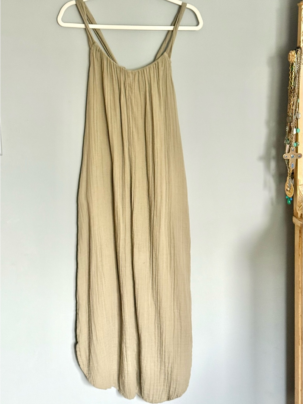 Old Navy Cotton Maxi Summer Dress Light Olive XS